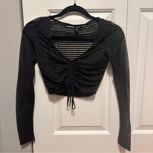 Out From Under Urban Outfitters Sheer Striped Long Sleeve Going Out Top